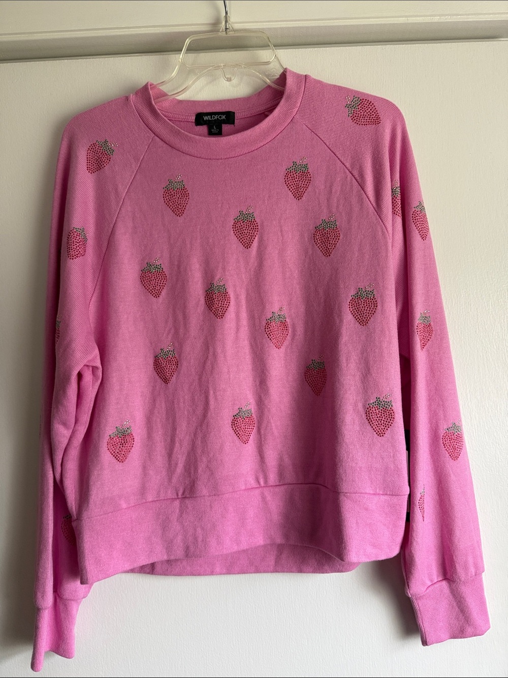 Wildfox Strawberry Bridget Rhinestone Sweater‎ in pink L